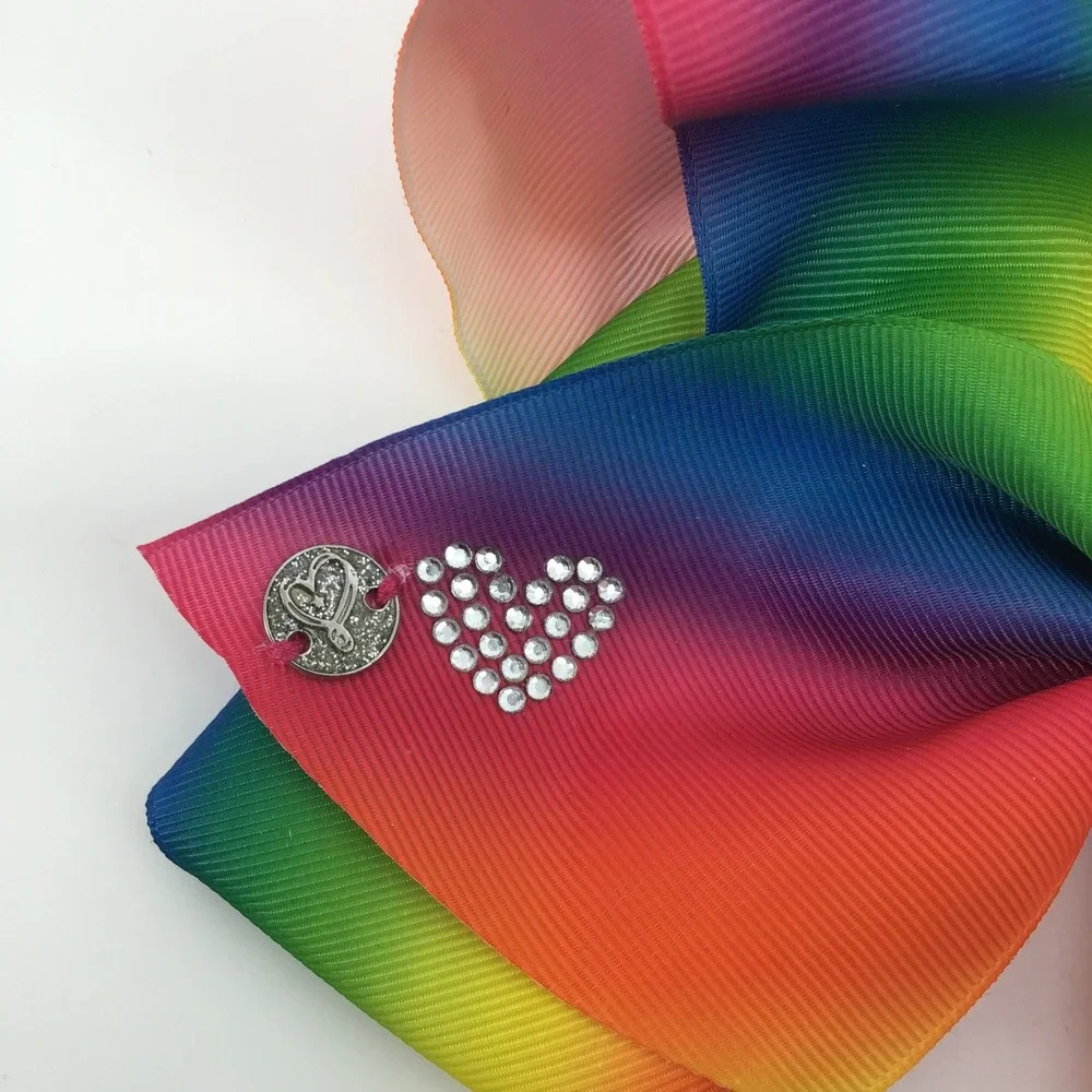JoJo Siwa‎ Hair Bows Jumbo Set Pink Metallic Glitter Rainbow Rhinestone Hearts